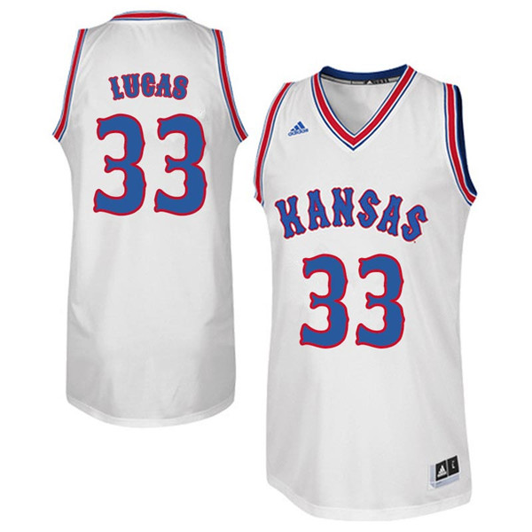 Men #33 Landen Lucas Kansas Jayhawks Retro Throwback College Basketball Jerseys Sale-White